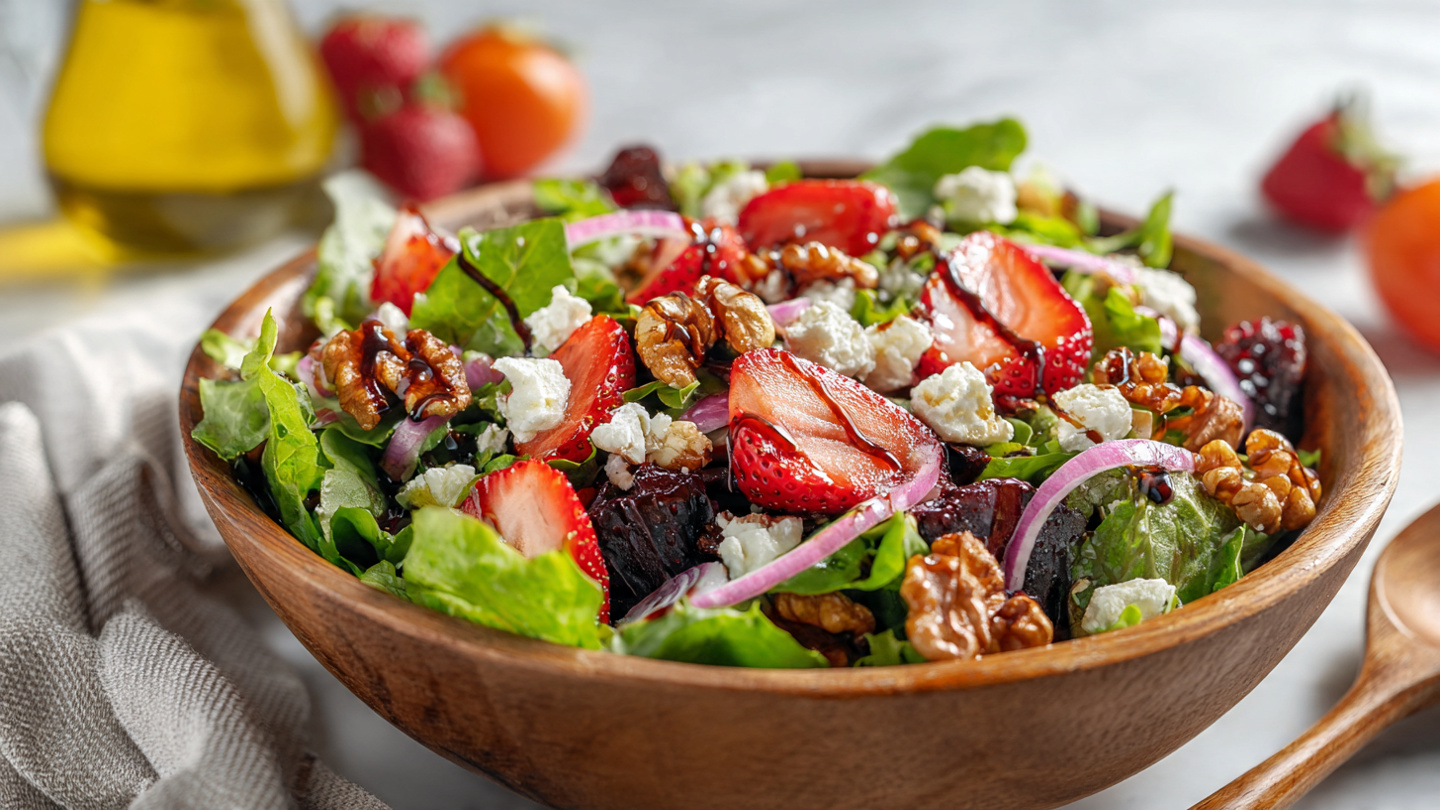 Fresh, crisp salads from light sides to hearty mains. Greens, grains, and vibrant seasonal ingredients.