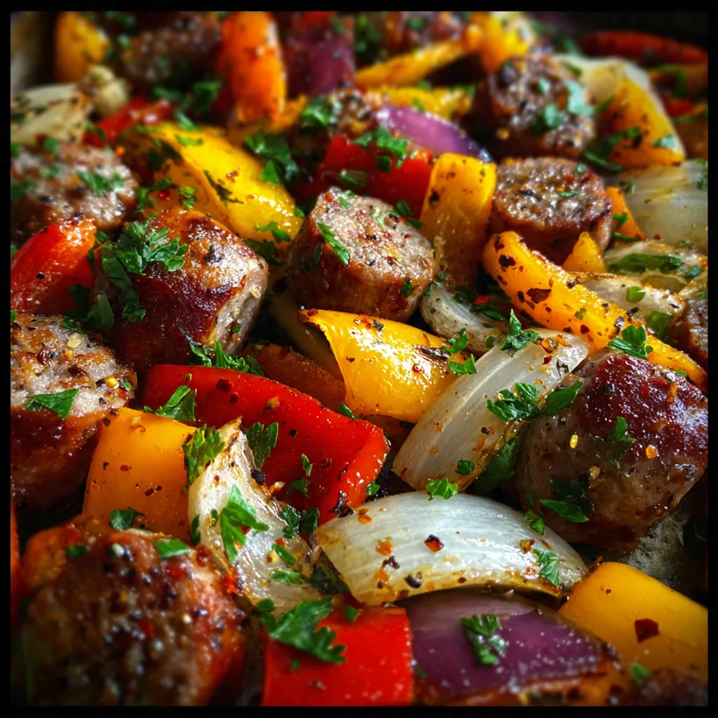 Sheet Pan Sausage and Peppers
