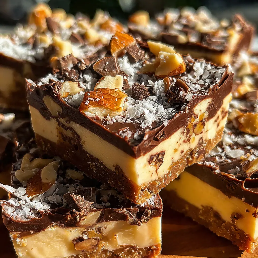 A beautiful platter of silky Irish Cream Truffle Fudge squares neatly arranged and dusted with cocoa powder.