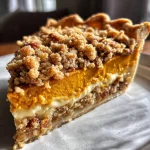 Pumpkin pie with pecan crumble