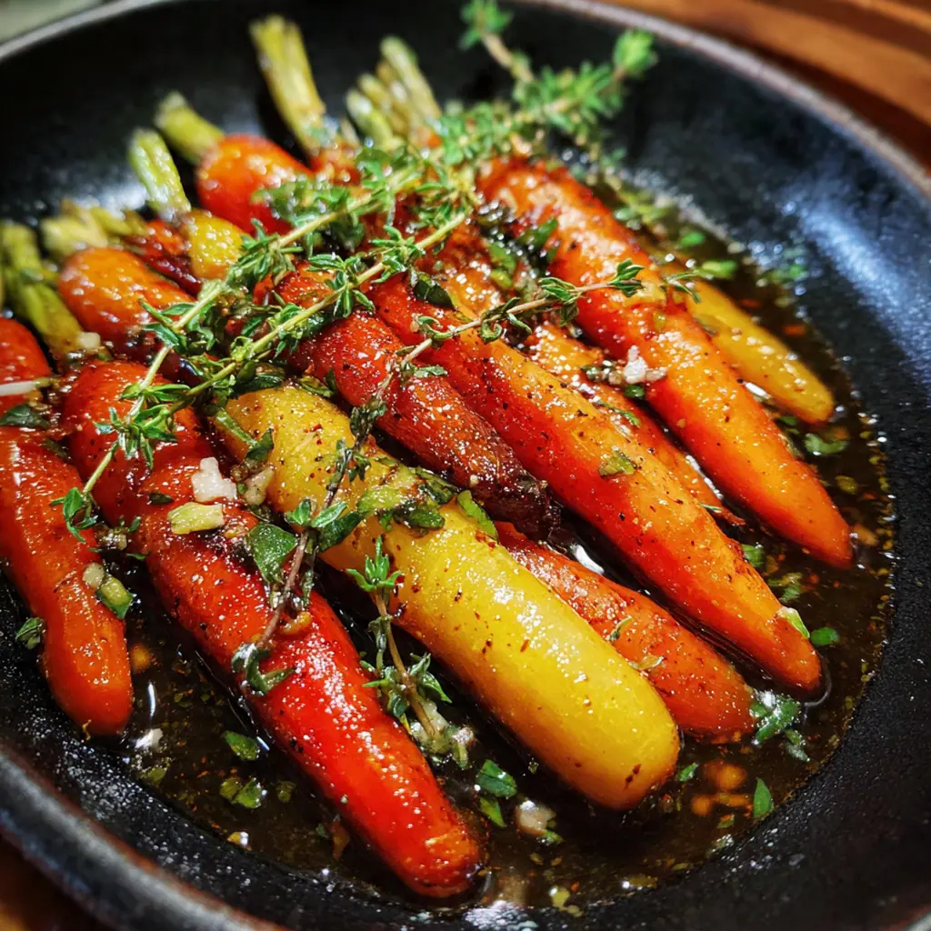A holiday dinner plate featuring bourbon glazed carrots next to roast turkey and mashed potatoes