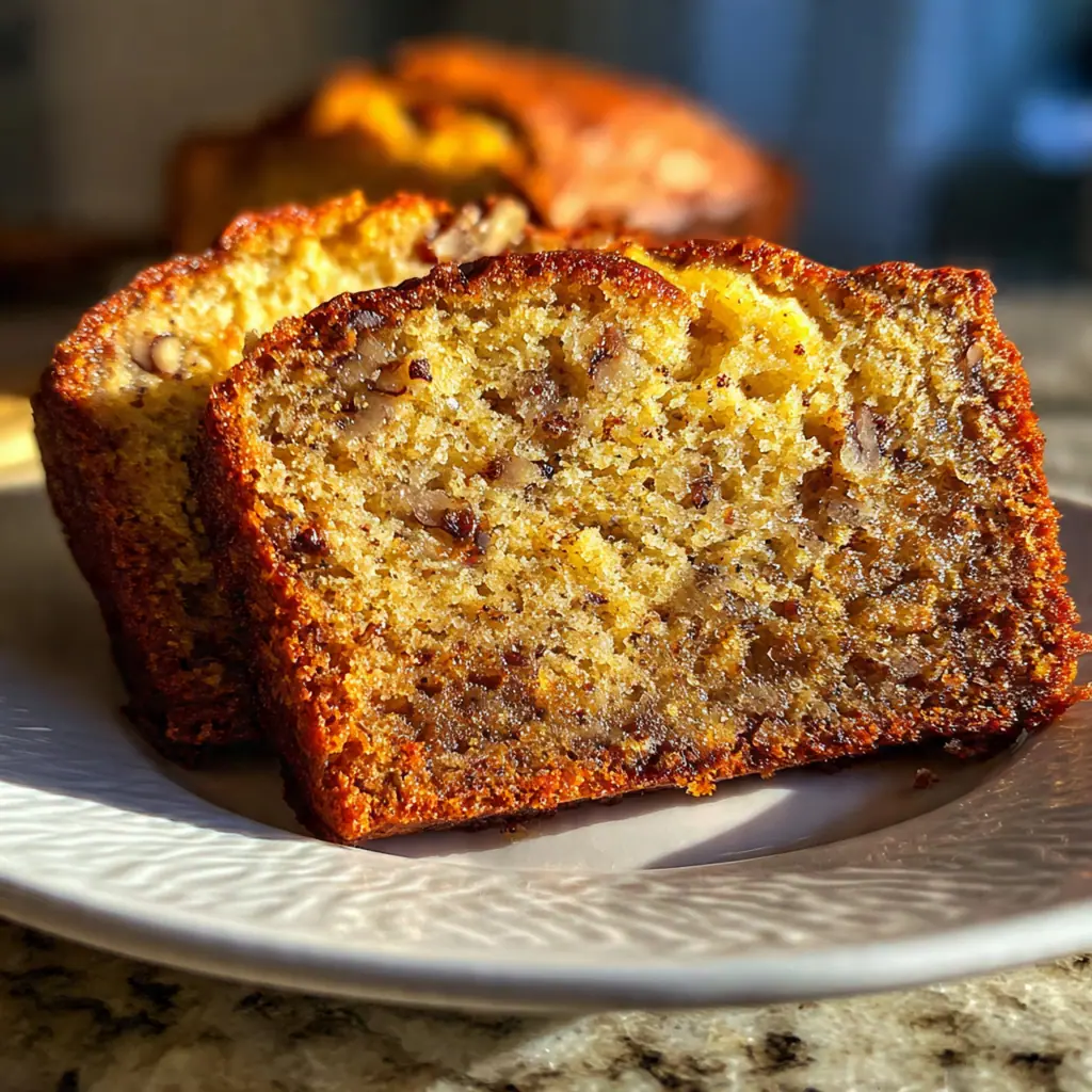 A golden brown loaf of classic banana bread with a crackly sugar crust on a wire rack.
