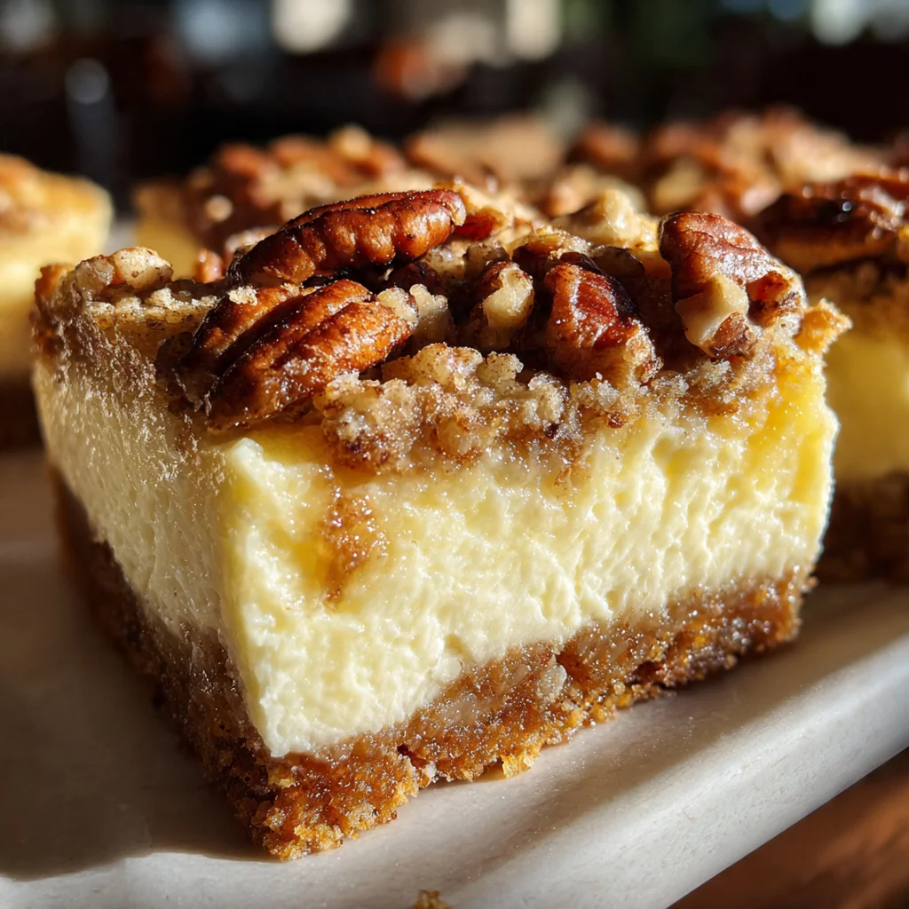 Cheesecake pecan pie bars
