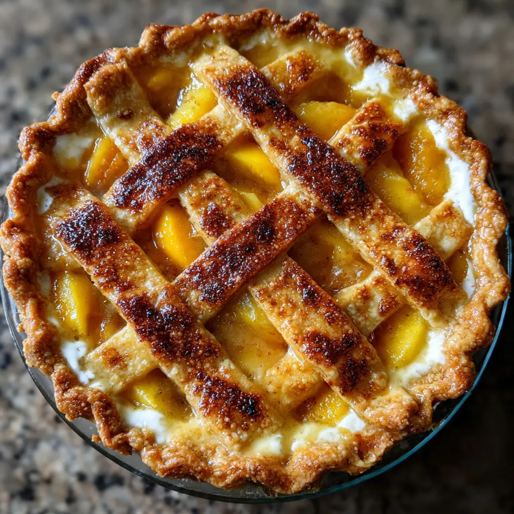 Peach pudding pie