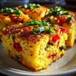 Basil, Roasted Peppers, and Monterey Jack Cornbread