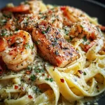 Salmon Shrimp Alfredo