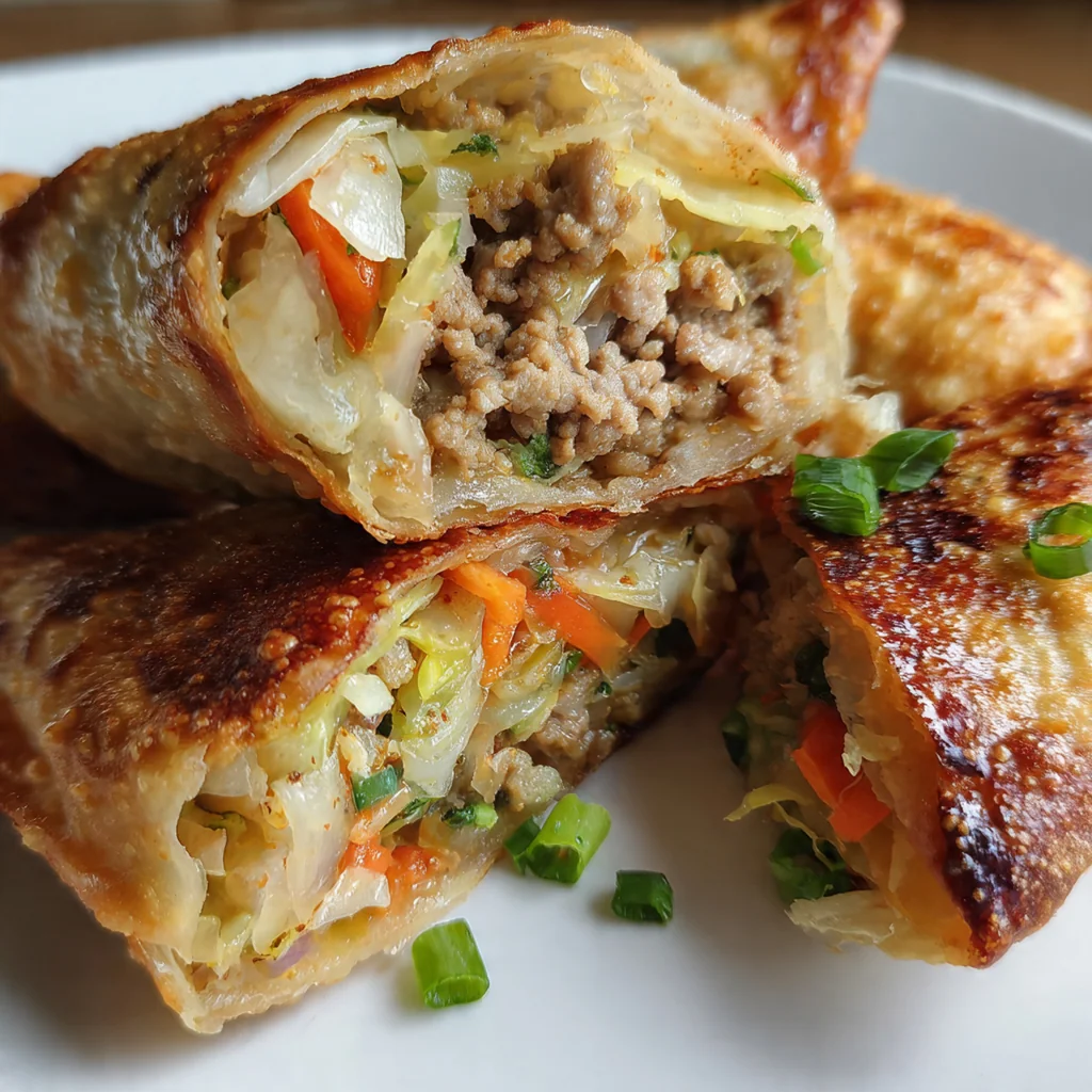 A batch of homemade egg rolls arranged neatly beside bowls of dipping sauces and garnishes