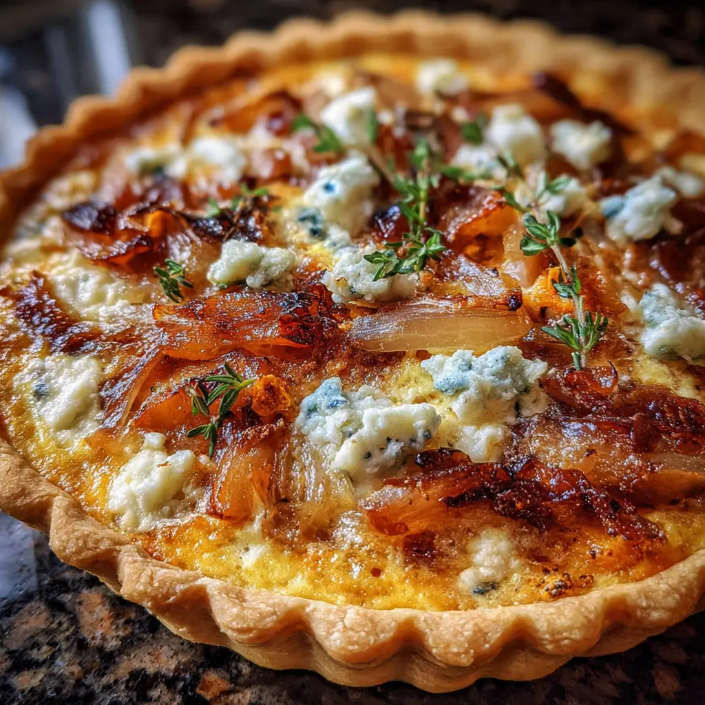 Roasted Pumpkin Quiche Caramelized Onions Gorgonzola