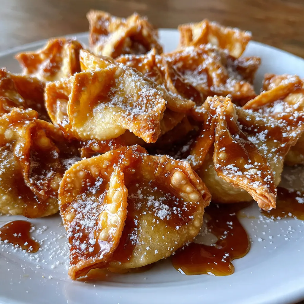 Air Fryer Caramel Apple Wontons